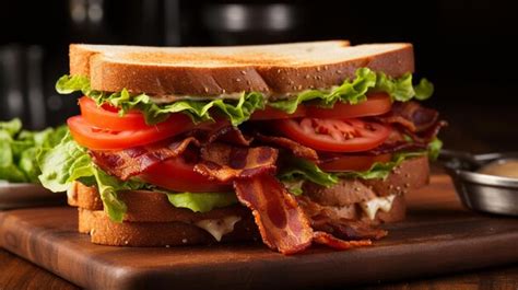 Premium Photo A Classic Blt Sandwich With Crispy Bacon Lettuce And