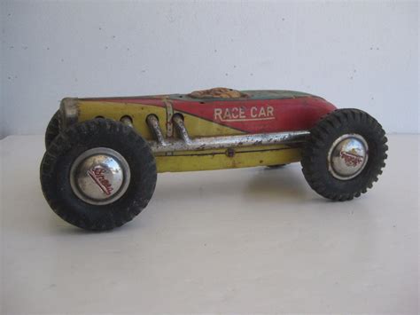 Vtg 40s TN NOMURA HOT ROD RACE CAR SPEED TIN LITHO FRICTION TOY OCCUPIED JAPAN Antique
