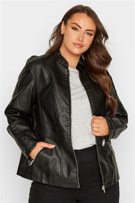 Plus Size Black Faux Leather Jacket Yours Clothing