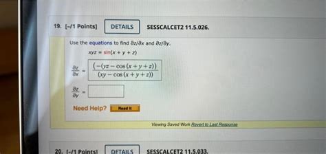 Solved Use The Equations To Find ∂z ∂x And ∂z ∂y