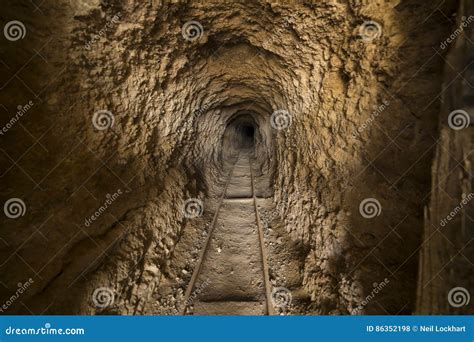 Inside Abandoned Gold Mine Tunnel Or Shaft In The Nevada Desert Stock