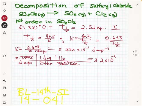 Solveda The Gas Phase Decomposition Of Sulfuryl Chloride So2 Cl2