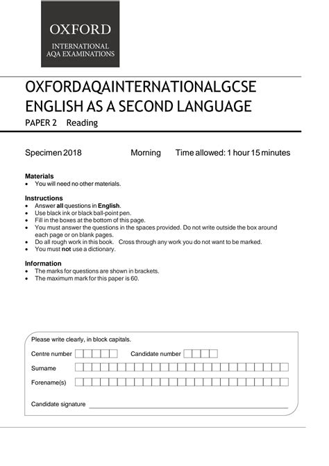 SOLUTION Oxford Aqa International Gcse English As A Second Language