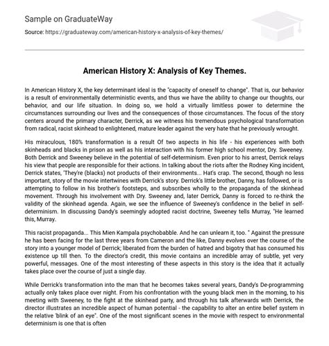 ⇉American History X: Analysis of Key Themes. Essay Example | GraduateWay