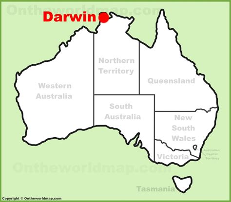 Darwin location on the Australia Map - Ontheworldmap.com