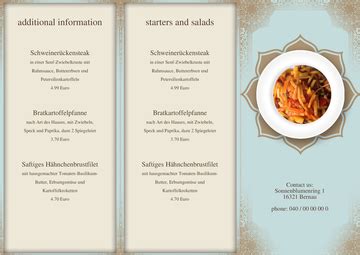 Speisekarten Und Men Karten Restaurant Trifold Men