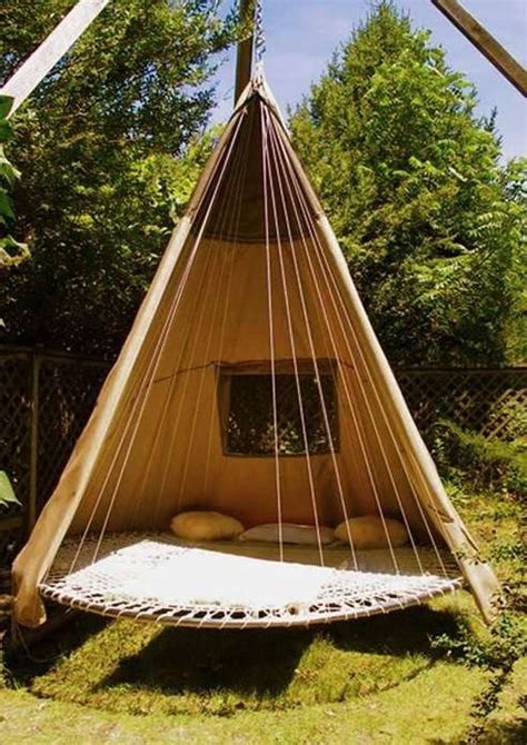 How about making a swing bed from an old trampoline?