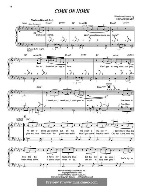 Come On Home by H. Silver - sheet music on MusicaNeo