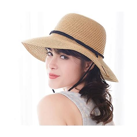 Furtalk Womens Wide Brim Sun Hat With Wind Lanyard Upf Summer Straw Sun