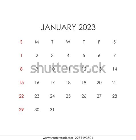 January 2023 Calendar Leaf Calendar 2023 Stock Illustration 2235193801