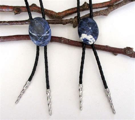 Sodalite Natural Western Naked Bolo Tie Pendant Unisex Lariat Necklace