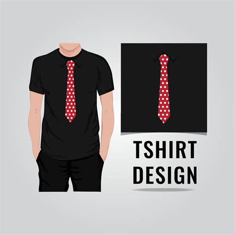 T Shirt In Black With Red Tie Design Vector Illustration 8685641 Vector