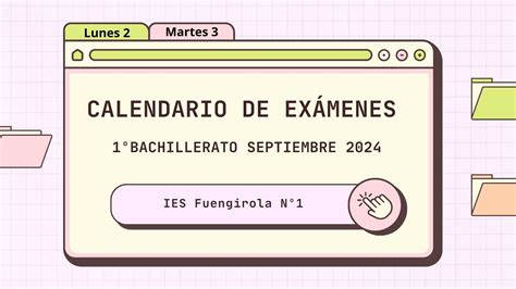 Calendario Ex Menes Septiembre Bachillerato Diurno Y Adultos