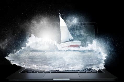 Sailboat In Storm At Sea Stock Image Image Of Hurricane 187212431