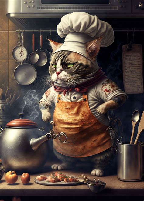 Chef Cat Poster By Five Senses Art Displate