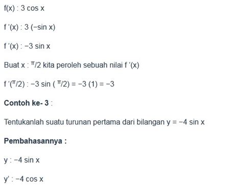 Contoh Turunan Fungsi Trigonometri Ilmu