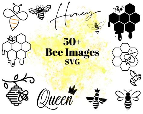 50 Bee Svg Bundle Honey Comb Svg Queen Bee Svg Be Kind Etsy