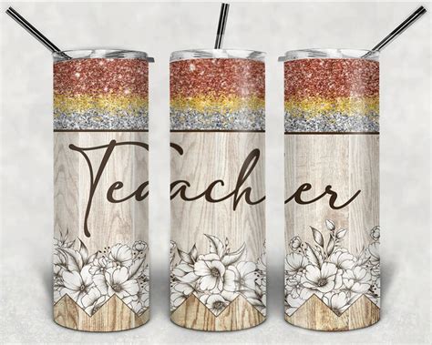 20 Oz Skinny Tumbler Teacher Pencil Sublimation Design Png Etsy