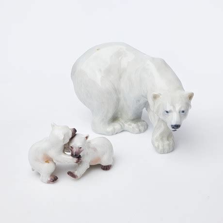 Two Polar Bears Figurines Consisting Of Knud Kyhn Figurine No