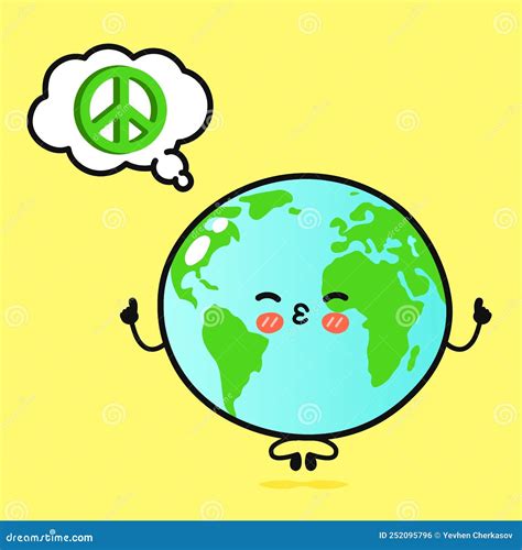 Cute Funny Planet Earth With Speech Bubble Vector Hand Drawn Cartoon