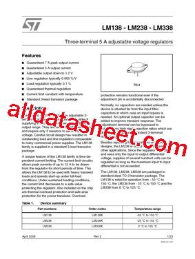 LM338 Datasheet(PDF) - STMicroelectronics