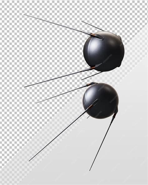 Premium Psd 3d Rendering Sputnik Artificial Satellite Technology