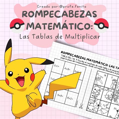 Rompecabezas POKEMON Tablas De Multiplicar 1 Al 9 XPPP