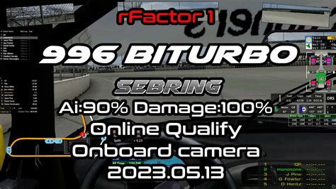 RFactor1 996 BiTURBO Sebring Ai 90 Damage 100 Online Qualify Onboard