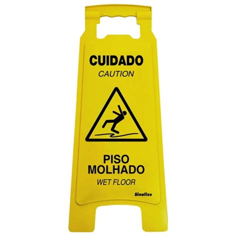 SINALIZE CAVALETE CUIDADO PISO MOLHADO 27X65 CM 700AL Atacadão do EPI