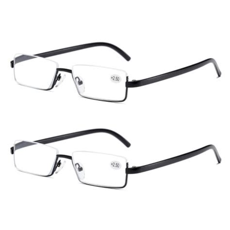 2pk Men Half Metal Frame Reading Glasses Blue Light Readers For Small Head Face Ebay