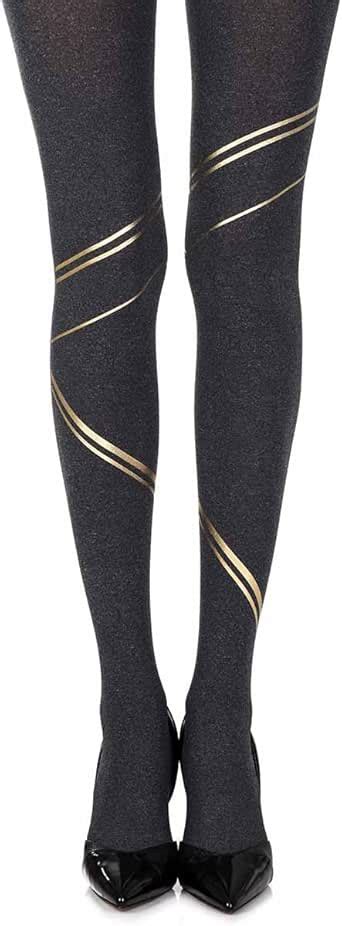 Gold Fever Classic One Size Opaque Print Tights By Zohara Tights At Amazon Women’s Clothing Store