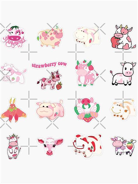 Strawberry Cow Pack Sticker For Sale By Ellura Redbubble