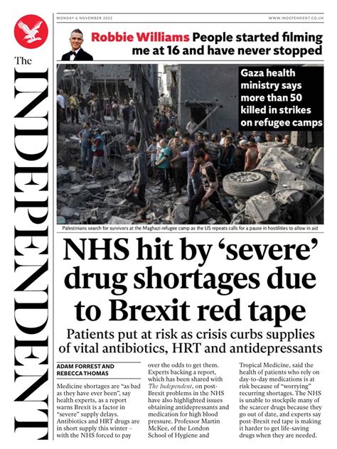 Independent Front Page 6th Of November 2023 Tomorrow S Papers Today