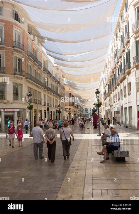 Shops In Malaga City Centre Spain With The Main Shopping Area Covered