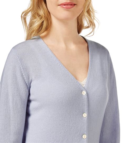 Pale Blue Womens Cashmere And Merino Luxurious V Neck Cardigan