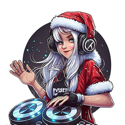 Dj Girl With A Christmas Hat Christmas Hat Christmas Dj Girl Png