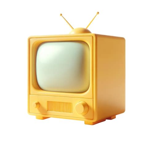 Premium Photo 3D Render Yellow Retro TV Old Style Television Isolate