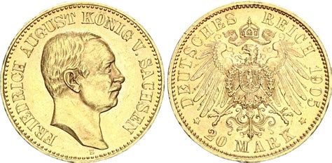 Sachsen 20 Mark 1905 E Friedrich August III 1904 1918 vorzüglich