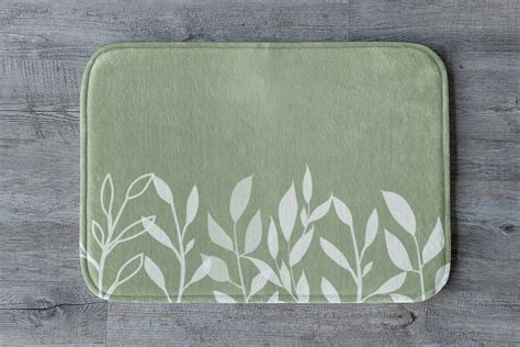 Sage Green Bath Mat Minimalist Bath Rug Simple Bathroom Decor Botanical ...