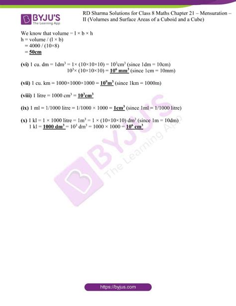 RD Sharma Solutions For Class 8 Chapter 21 Mensuration II Volumes