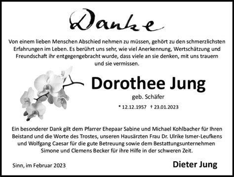 Traueranzeigen Von Dorothee Jung Vrm Trauer De