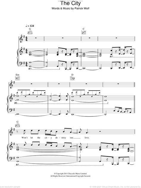 The City sheet music for voice, piano or guitar (PDF)