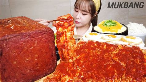 SUB 실비김치에 대왕 통스팸 흰밥 계란후라이 치즈계란찜까지 먹방 SPICY SILBI KIMCHI CHEESE STEAMED