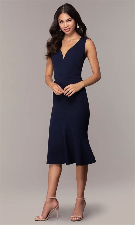 Simply Navy Blue Knee Length Wedding Guest Dress Navy Wedding Guest