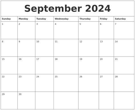 September 2024 Blank Printable Calendars