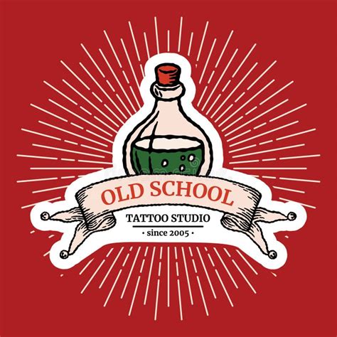 Logotipo De Tatuagem Da Velha Escola Garrafa E Fita Gravadora