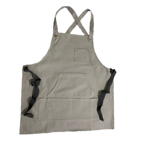 Grey Canvas Apron With Pocket Café Apron For Adults