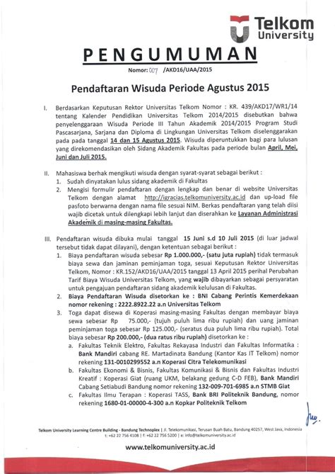 Pengumuman Pendaftaran Wisuda Periode Agustus Direktorat Akademik