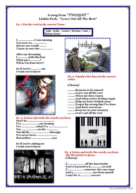 Song Twilight Song And Nursery Rhym English Esl Worksheets Pdf Doc