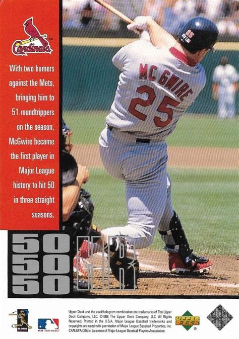 1998 Upper Deck Mark McGwire S Chase For 62 NNO Mark McGwire Trading